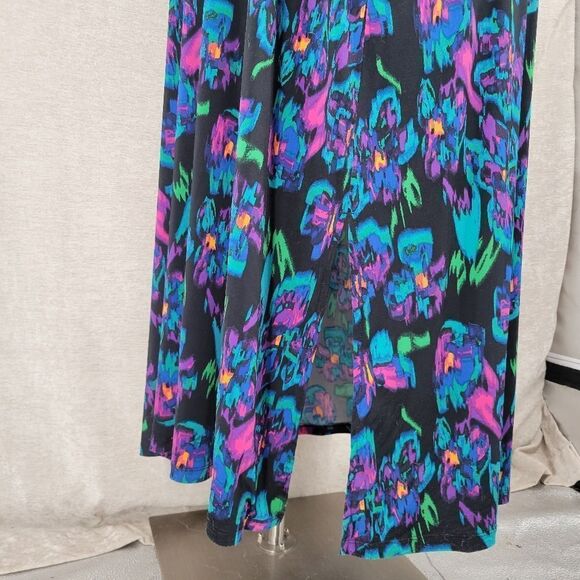 Beverly Drive Black Neon Florals Dress Skirt Swim cover-up Women's Plus Size - Picture 4 of 11